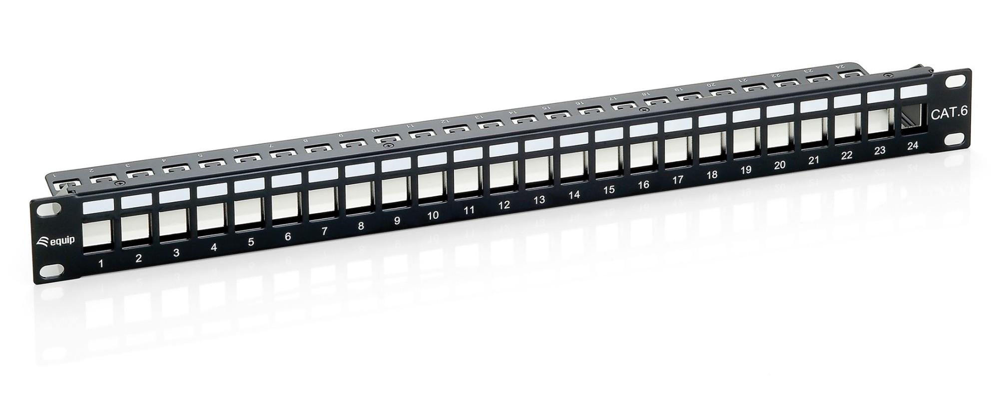 Equip 24-Port Keystone Cat.6 Shielded Patch Panel. Black