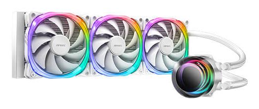 Antec Vortex 360 Liquid CPU Cooler 360mm Radiator ARGB PWM Fans Suspended Spiral ARGB Pump Head ARGB Controller 280W TDP White