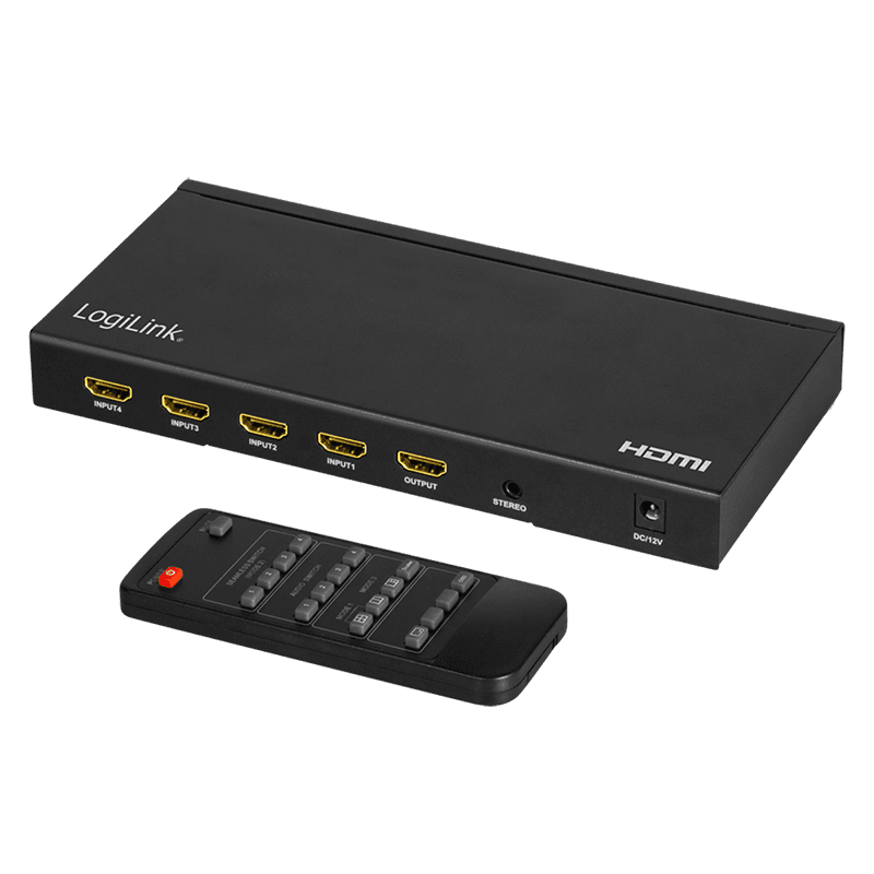 LogiLink HDMI switch. 4x1-Port. multiviewer. 4K/30 Hz. scaler. seamles