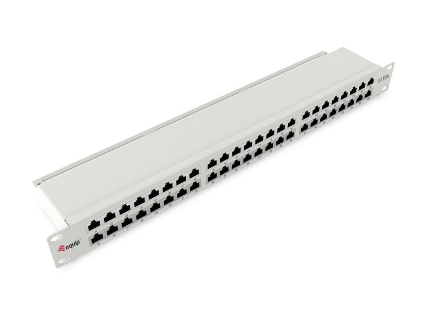 LevelOne Equip 326526 48-Port Cat.6A Shielded Patch Panel; Light Grey