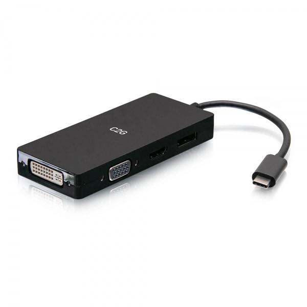 C2G USB-C Multiport Adapter. 4-in-1 Video Adapter With HDMI. DisplayPo