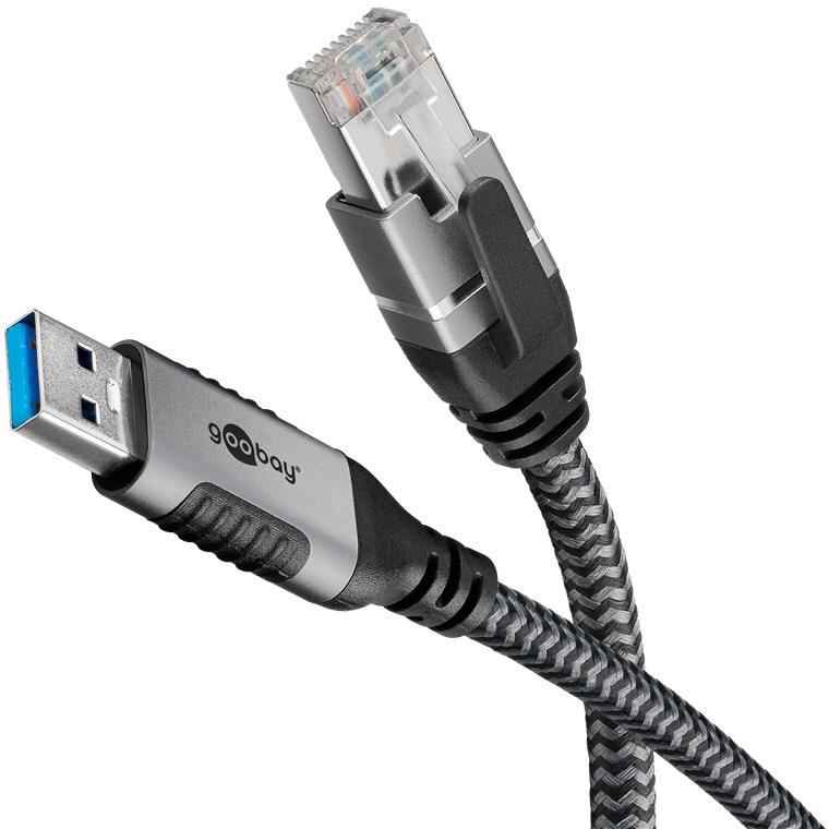 Goobay 70692 cable gender changer USB A RJ-45 Black. Silver