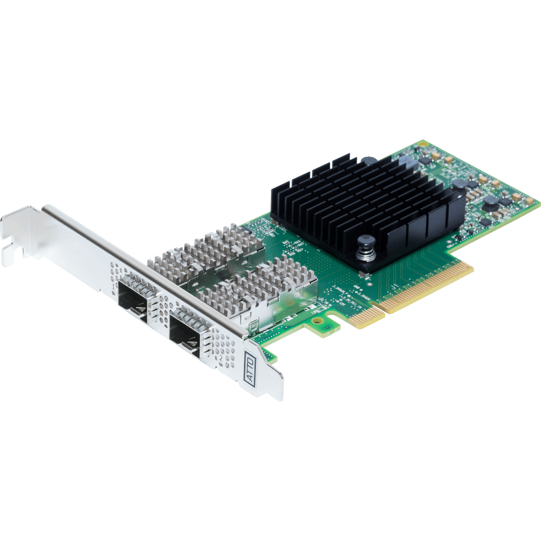 Atto Dual Channel 10/25GbE x8 PCIe 3.0. Low Profile. SFP28