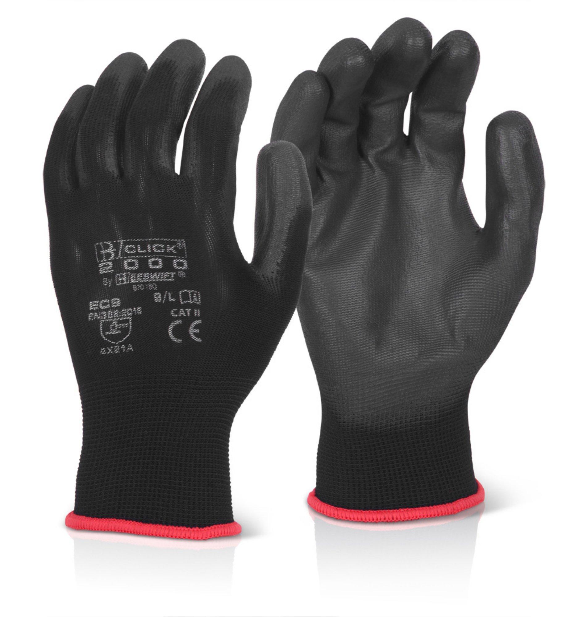 BEESWIFT Pu Coated Glove Black Black L (Box of 10)