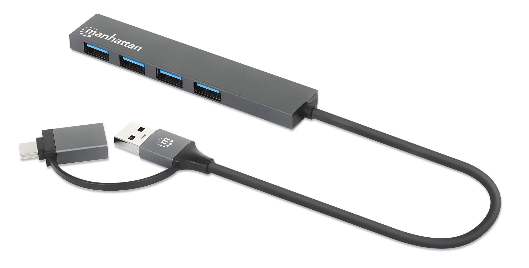 Manhattan USB-C & USB-A Combo Dock/Hub, Ports (4): USB-A (x4), 5 Gbps