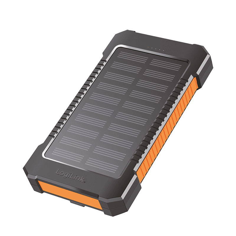 LogiLink Mobile Power Bank. LiPo. 8.000mAh. solar. w/flashlight. black