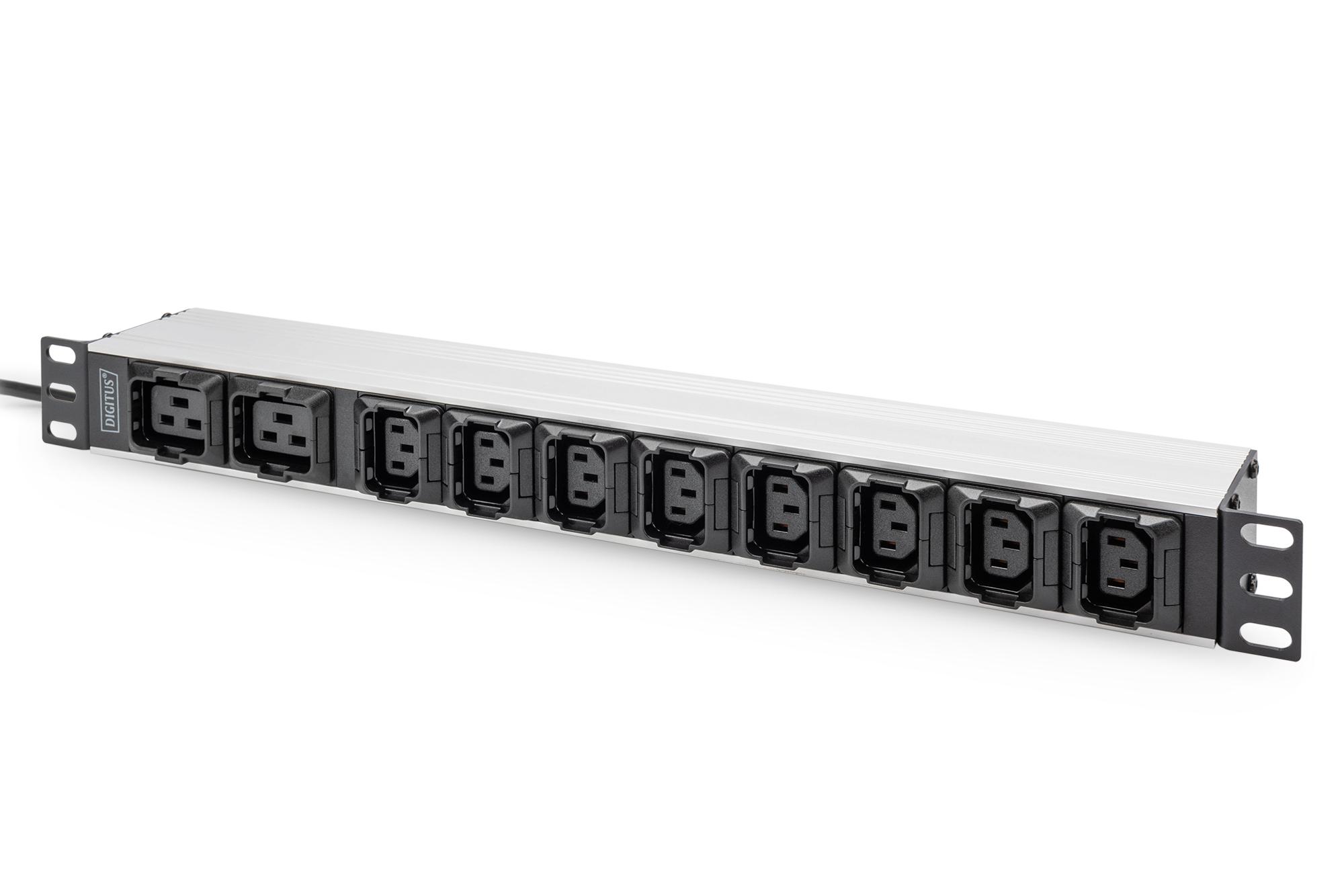 Digitus Socket Strip with Aluminum Profile. 10-way. 2 m cable IEC C20