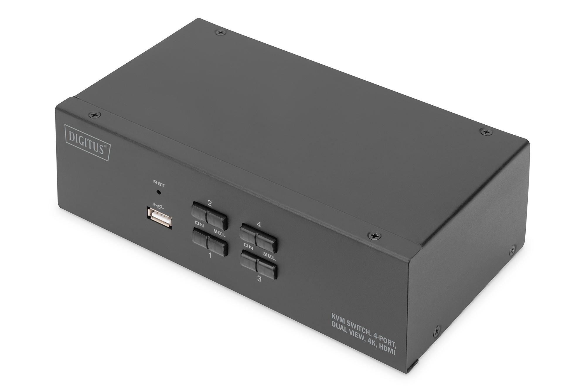 Digitus KVM Switch. 4 Port. Dual Display. 4K. HDMI®