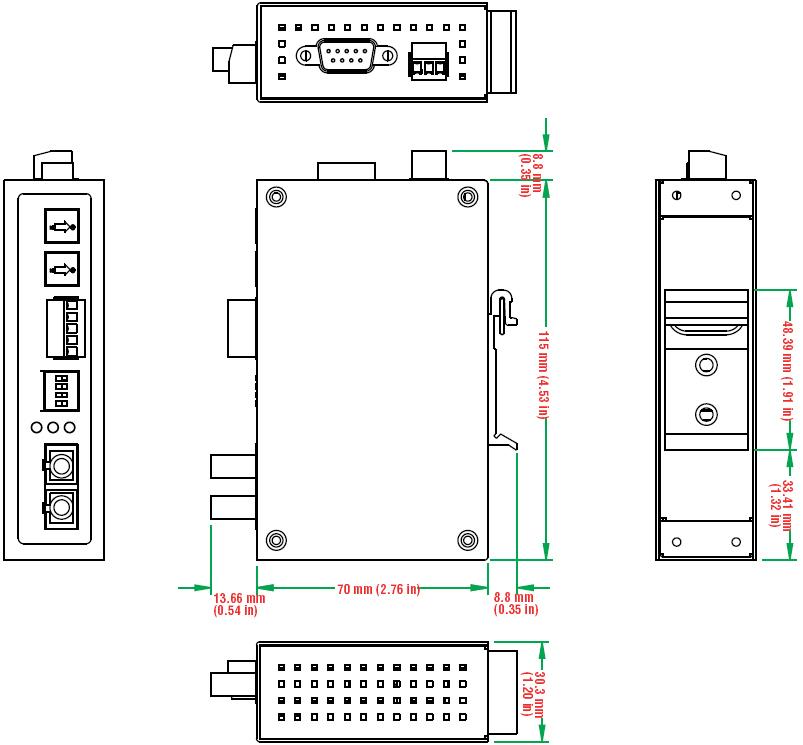 Moxa ICF-1150I-M-SC serial converter/repeater/isolator RS-232 Fiber (S