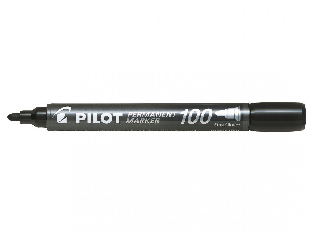 Pilot 100 Permanent Marker Bullet Tip Fine 1.0mm Line Black (Pack 12) - 4902505511097