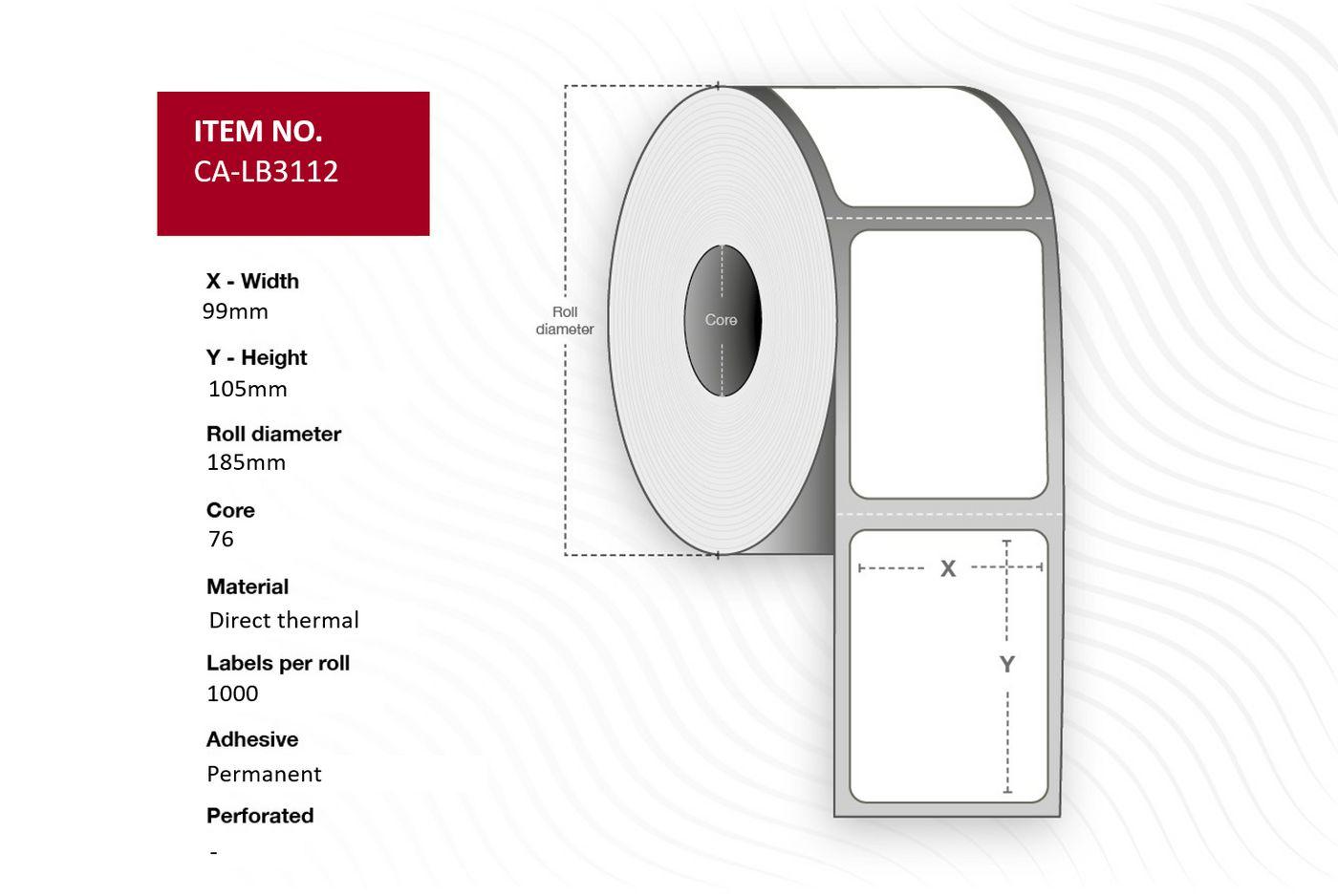 Capture CA-LB3112 printer label White