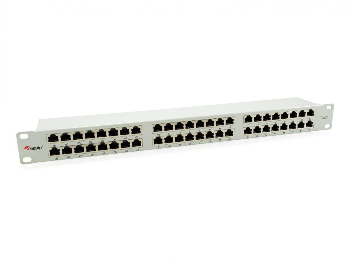 Equip 48-Port Cat.6 Shielded Patch Panel. Light Grey