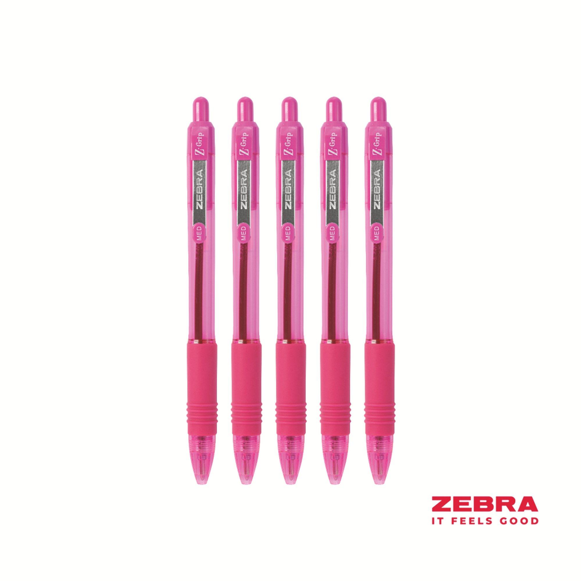 Zebra Z-Grip Smooth Retractable Ballpoint Pen Pink Ink Box 12