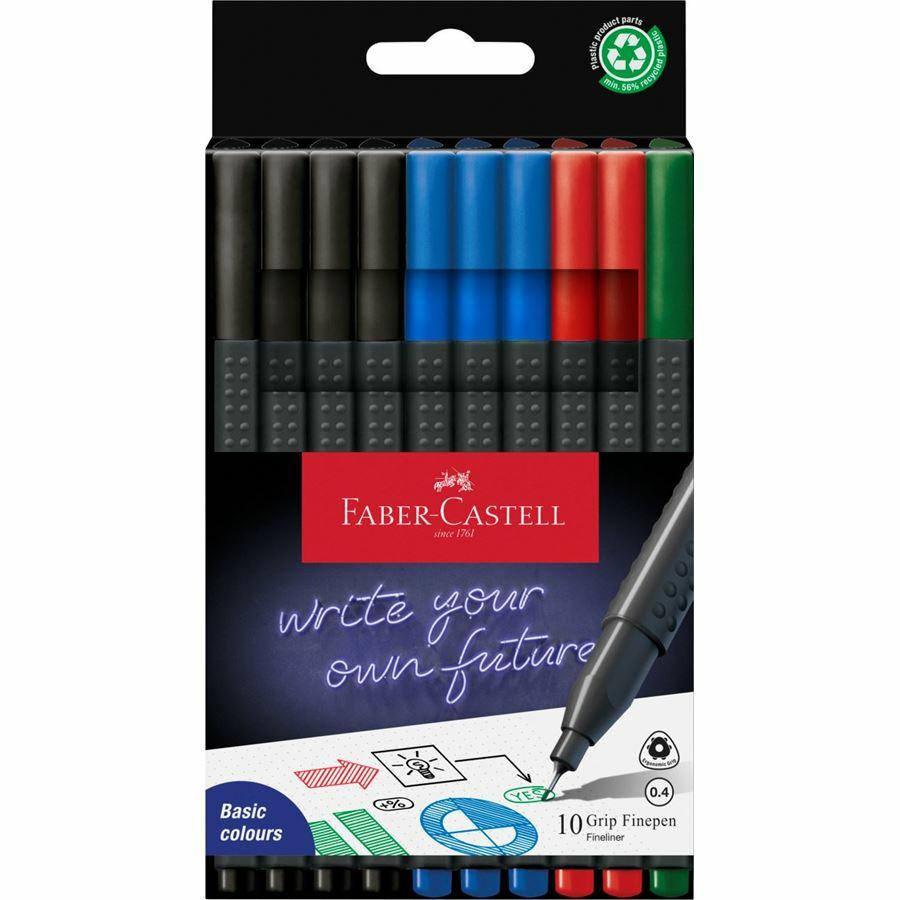 Faber-Castell Grip Finepen Fineliner Fine Black. Blue. Green. Red 10 P