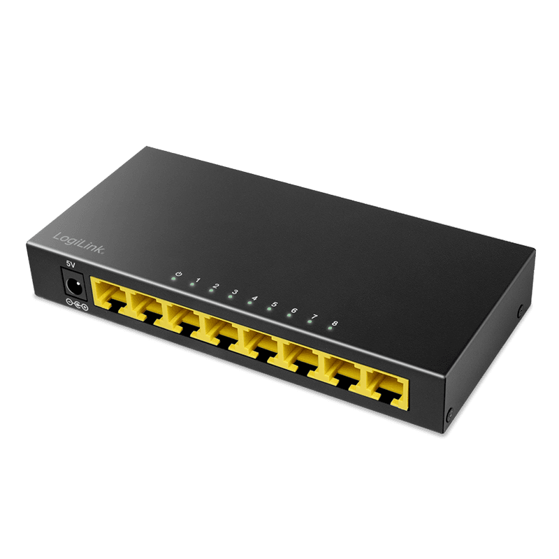 LogiLink Desktop Gigabit Ethernet Switch 8-port. metal case. black