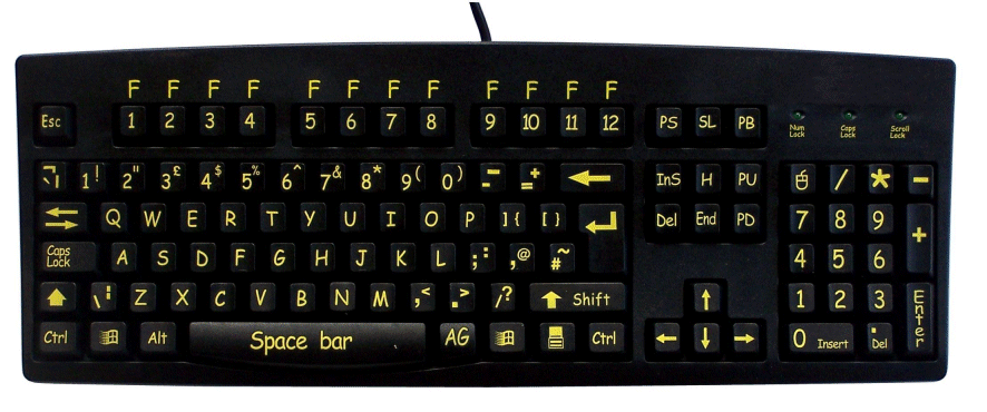 Ceratech Accuratus USB 260 High visibility; full size black keyboard-