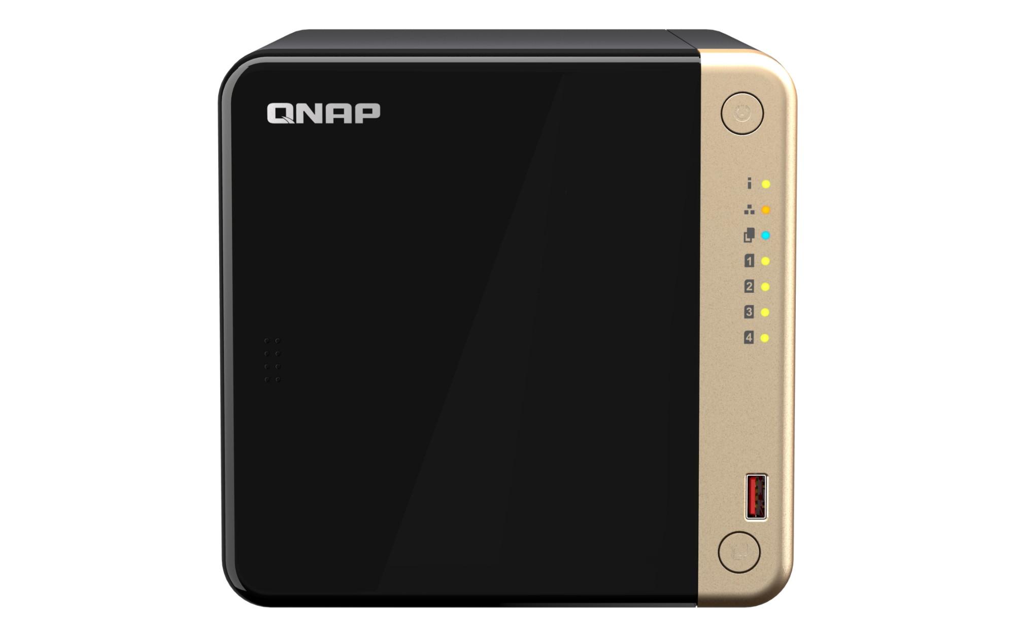 QNAP TS-464 NAS Tower Ethernet LAN Black. Gold N5095