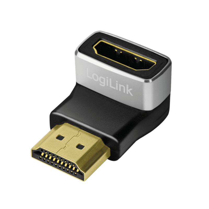 LogiLink HDMI adapter. A/M to A/F. 90� angled. 8K/60 Hz. black/grey