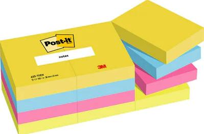 Post-It 653TFEN Note Paper Square Multicolour 100 Sheets Self-adhesive