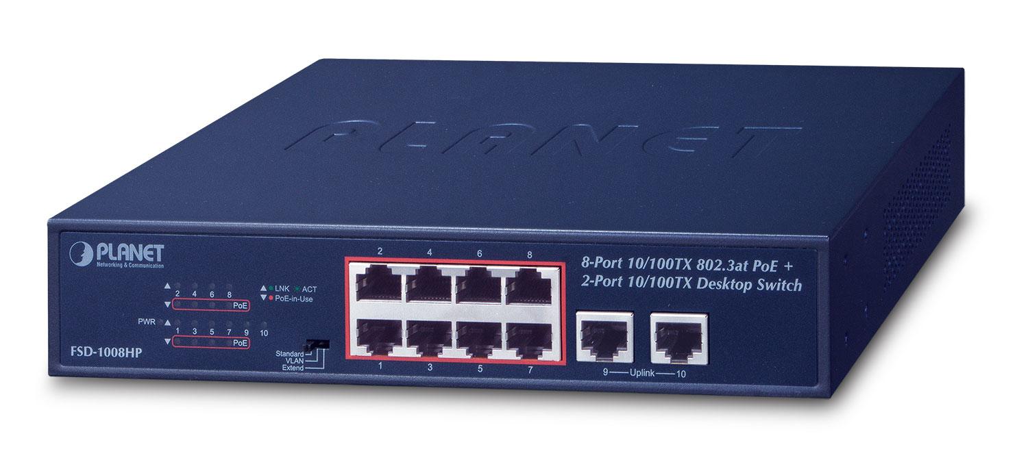 PLANET FSD-1008HP network switch Unmanaged Fast Ethernet (10/100) Powe