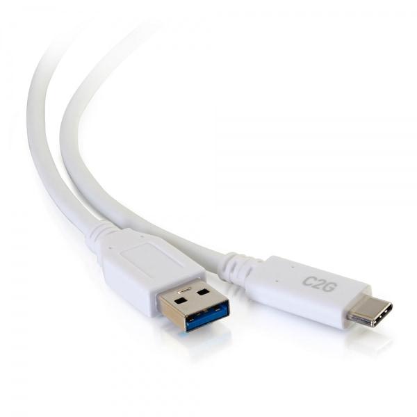 10ft USB-C&reg; To USB-A SuperSpeed USB 5Gbps Cable M/M - White