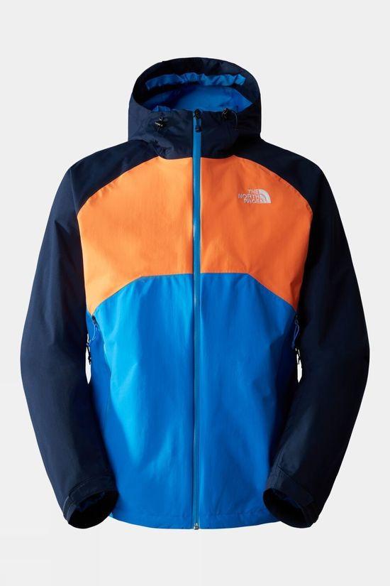 The North Face Mens Stratos Hooded Jacket Mid Blue Size