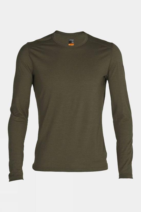 Icebreaker Mens 200 Oasis Long Sleeve Crewe Top Dk Green Size