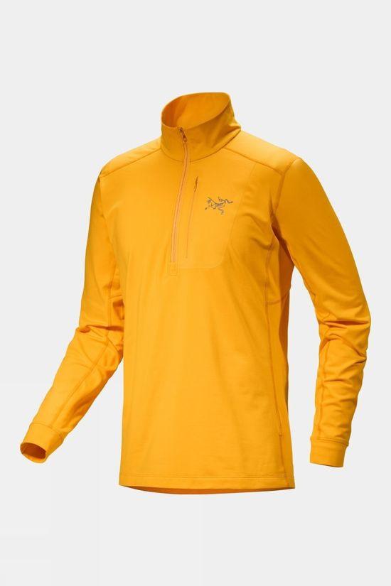 Arc'teryx Mens Rho LT Zip Neck Top Mid Yellow Size