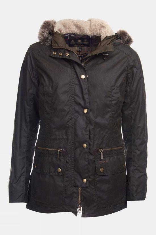 Barbour Womens Kelsall Wax Parka Jacket Green Size