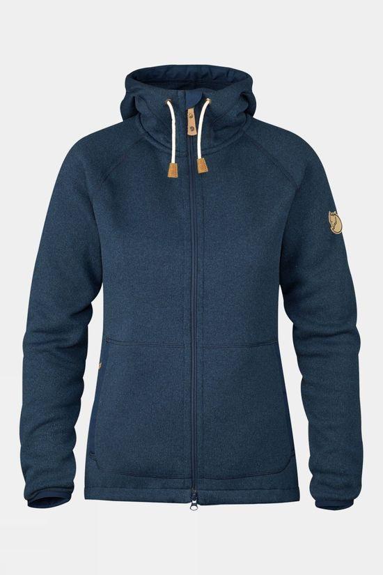 Fjallraven Womens Övik Fleece Hoodie Jacket Navy Size