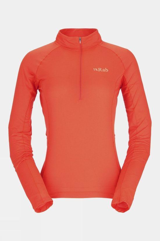 Rab Womens Sonic Long Sleeve Zip Top Mid Red Size