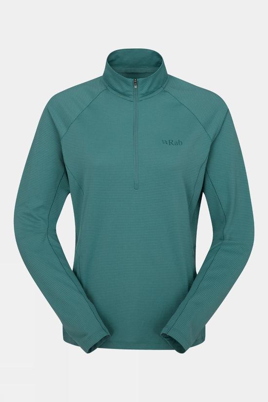 Rab Womens Sonic Long Sleeve Zip Top Mid Green Size