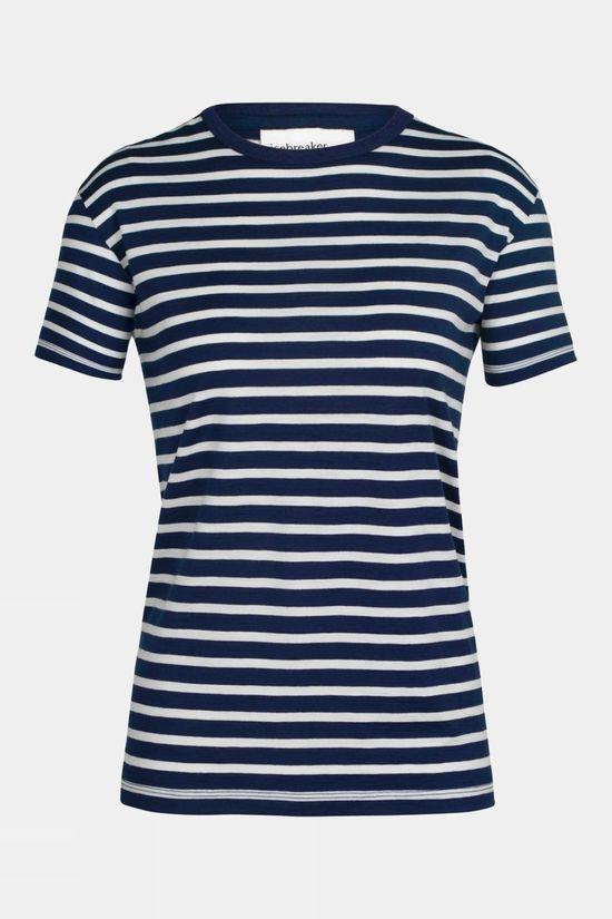 Icebreaker Womens Granary Stripe Pocket Tee Navy Size