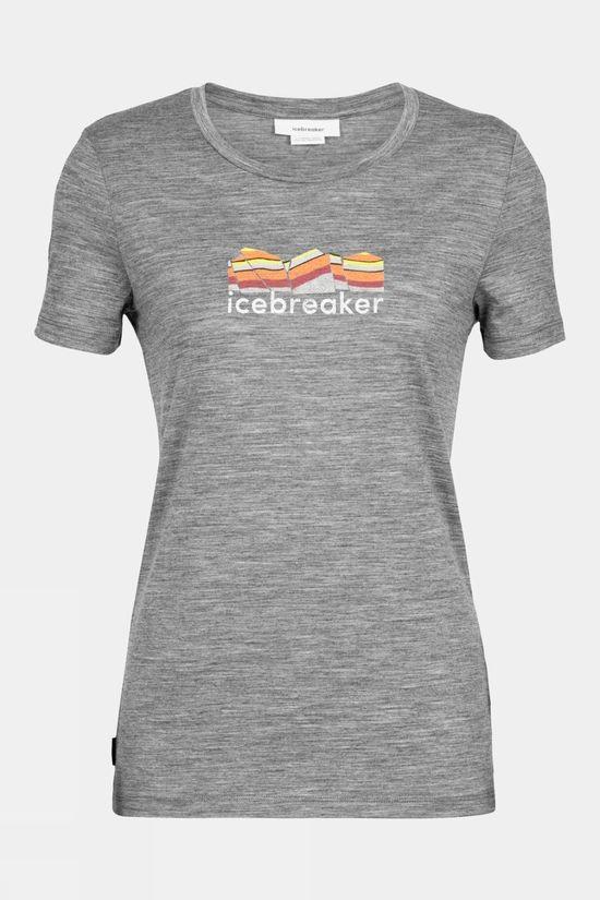 Icebreaker Womens Tech Lite II Tee - Mountain Geology Dk Grey Size