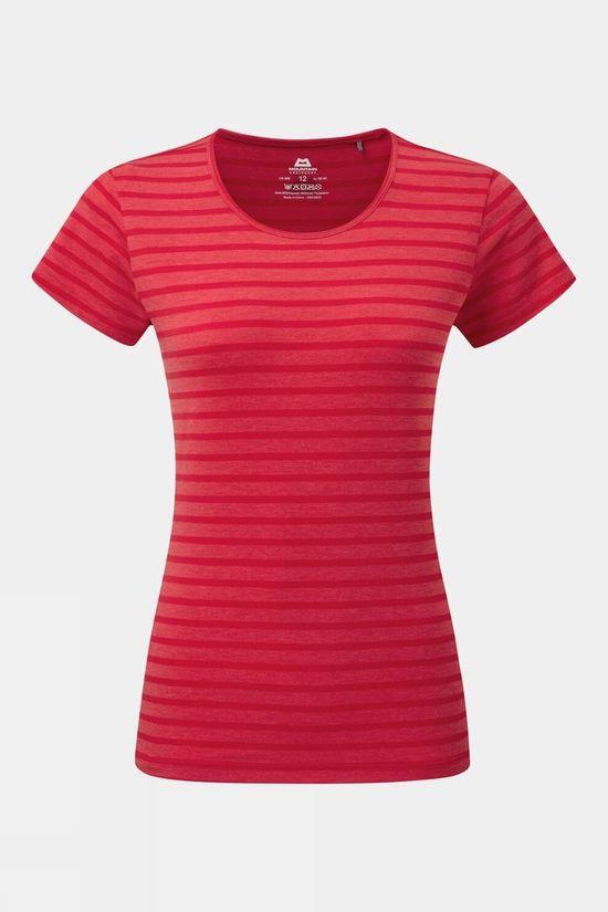 Mountain Equipment Womens Groundup Stripe T-Shirt Red Size