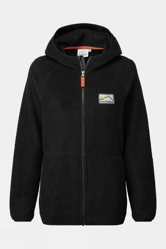 Passenger Womens North Coast Full Zip Recycled Sherpa Fleece Black Size