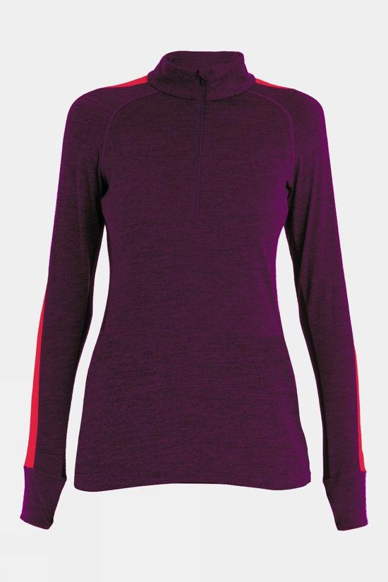 Icebreaker Womens Zoneknit 200 Half Zip Long Sleeve Baselayer Dark Purple Size