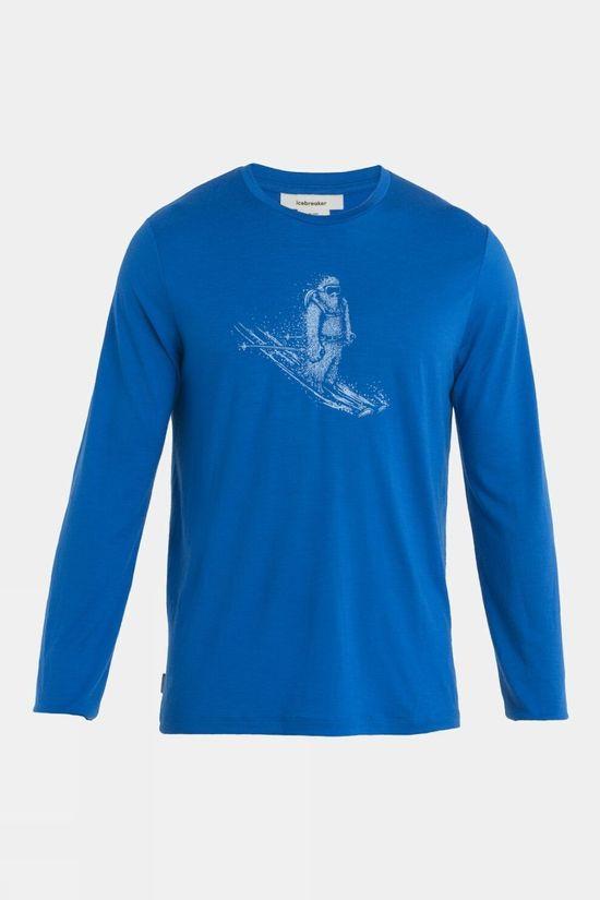 Icebreaker Men Tech Lite II Long Sleeve Top - Skiing Yeti Blue Size