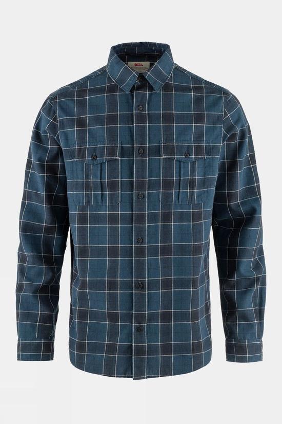 Fjallraven Mens Övik Travel Long Sleeved Shirt Blue Size