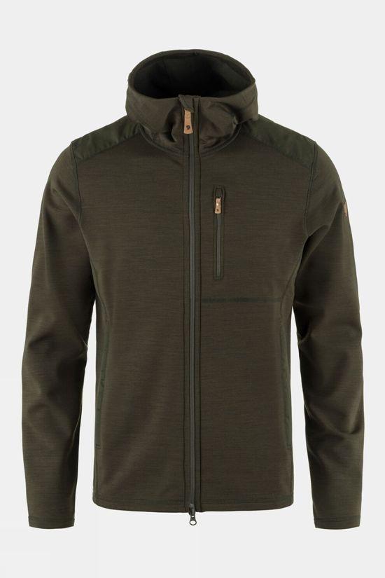 Fjallraven Mens Keb Fleece Hoodie Jacket Dk Green Size