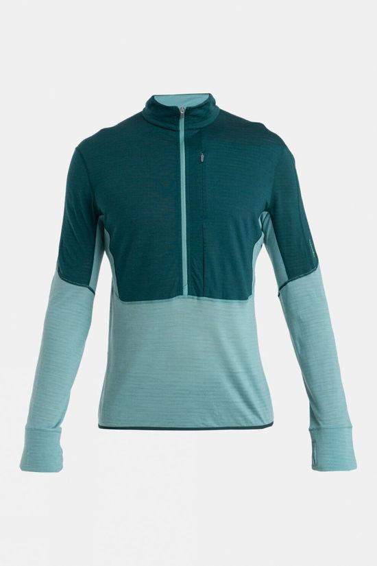 Icebreaker Mens Merino 200 Realfleece Descender Long Sleeve Half Zip Top Green Size