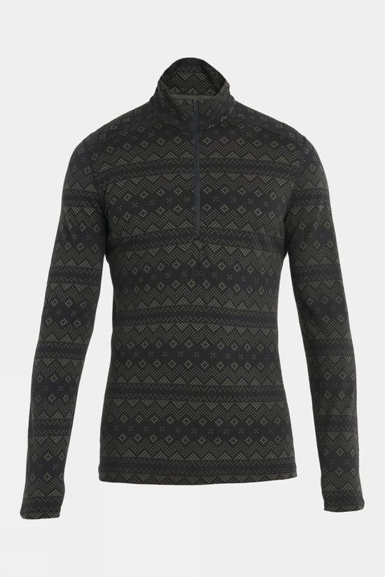 Icebreaker Mens Merino 200 Oasis Long Sleeve Half Zip - First Snow Black Size