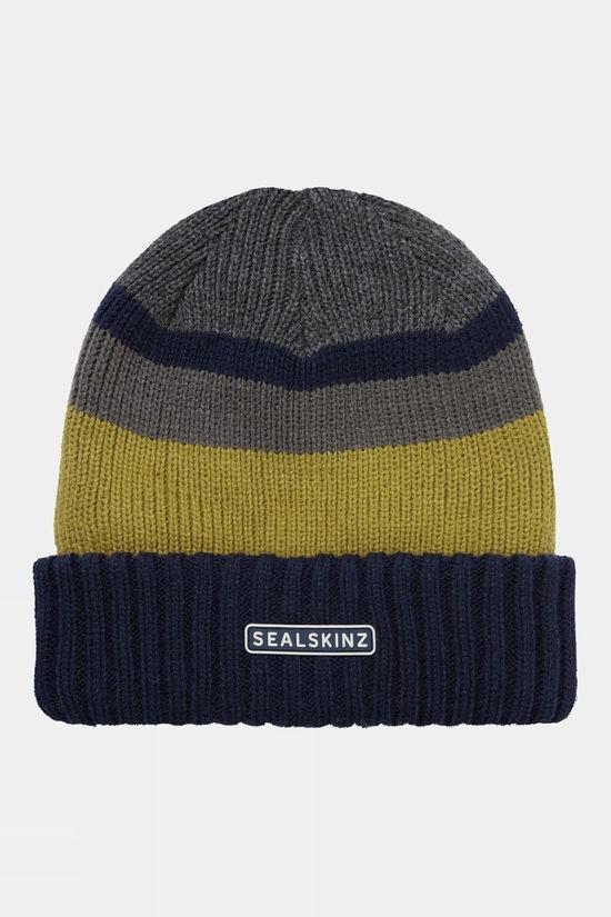 Sealskinz Cromer Waterproof Cold Weather Roll Cuff Striped Beanie Navy Size