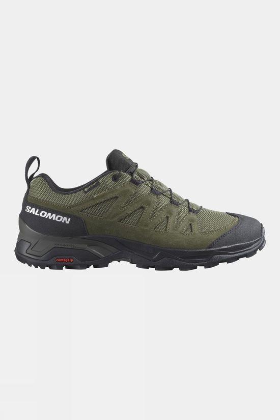 Salomon Mens X Ward Leather GTX Shoes Dk Green Size