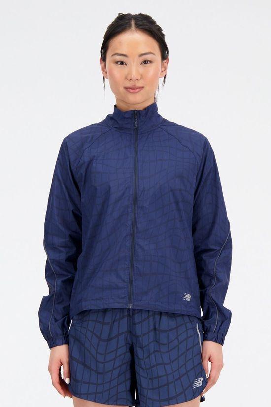 New Balance Womens Printed Impact Run Light Pack Jacket Navy Size