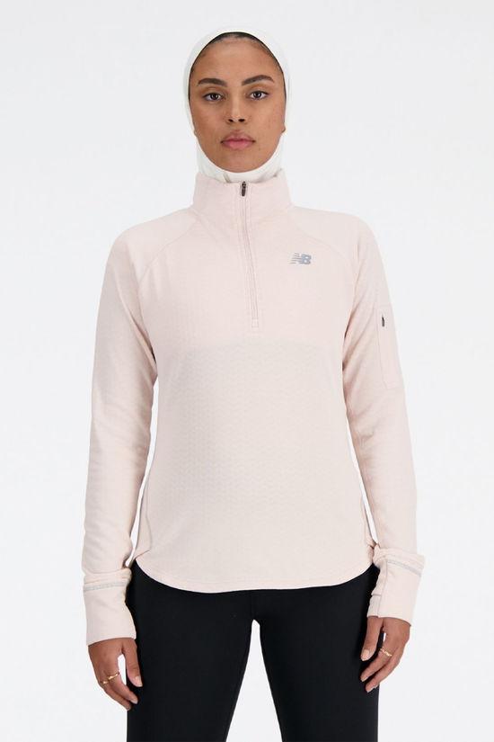 New Balance Womens Heat Grid Half Zip Top Mid Pink Size