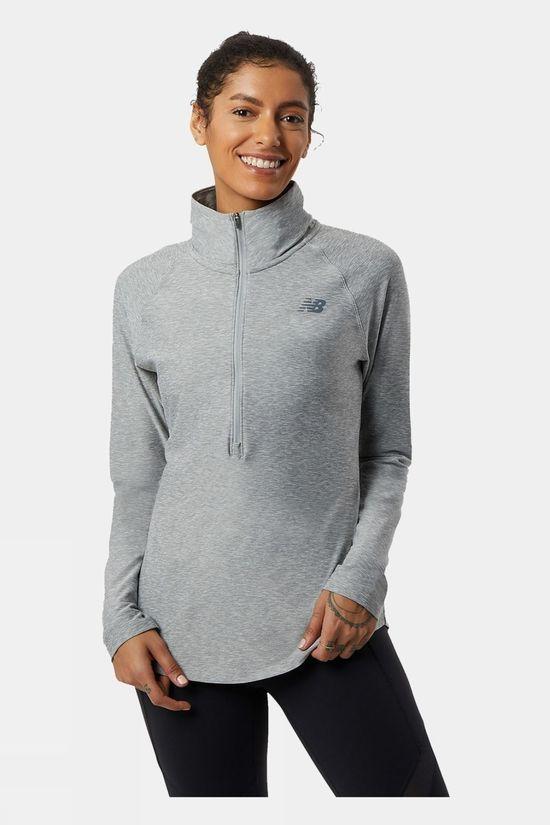 New Balance Womens Sport Spacedye 1/2 Zip Long Sleeve Top Mid Grey Size