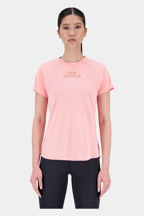 New Balance Womens Printed Impact Run Tee Salmon pink Size