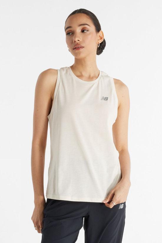 New Balance Womens Sport Essentials Heathertech Tank Top White Size