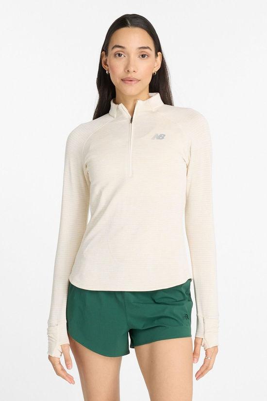 New Balance Womens Athletics Heat Grid Half Zip Fleece White Size